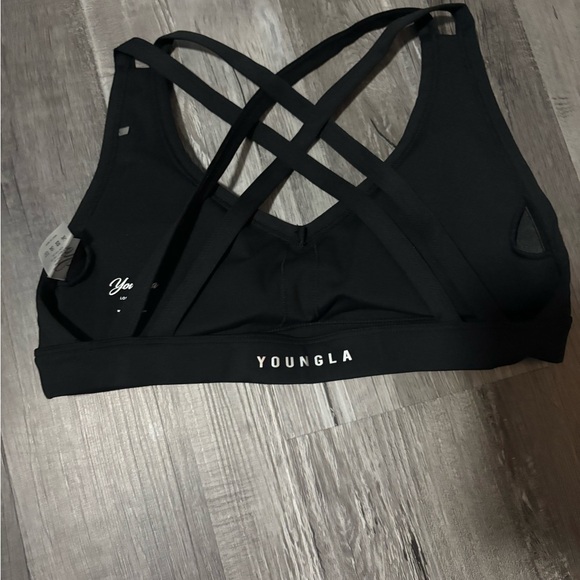 YoungLA Black Cross-Back Sports Bra - Picture 2 of 5